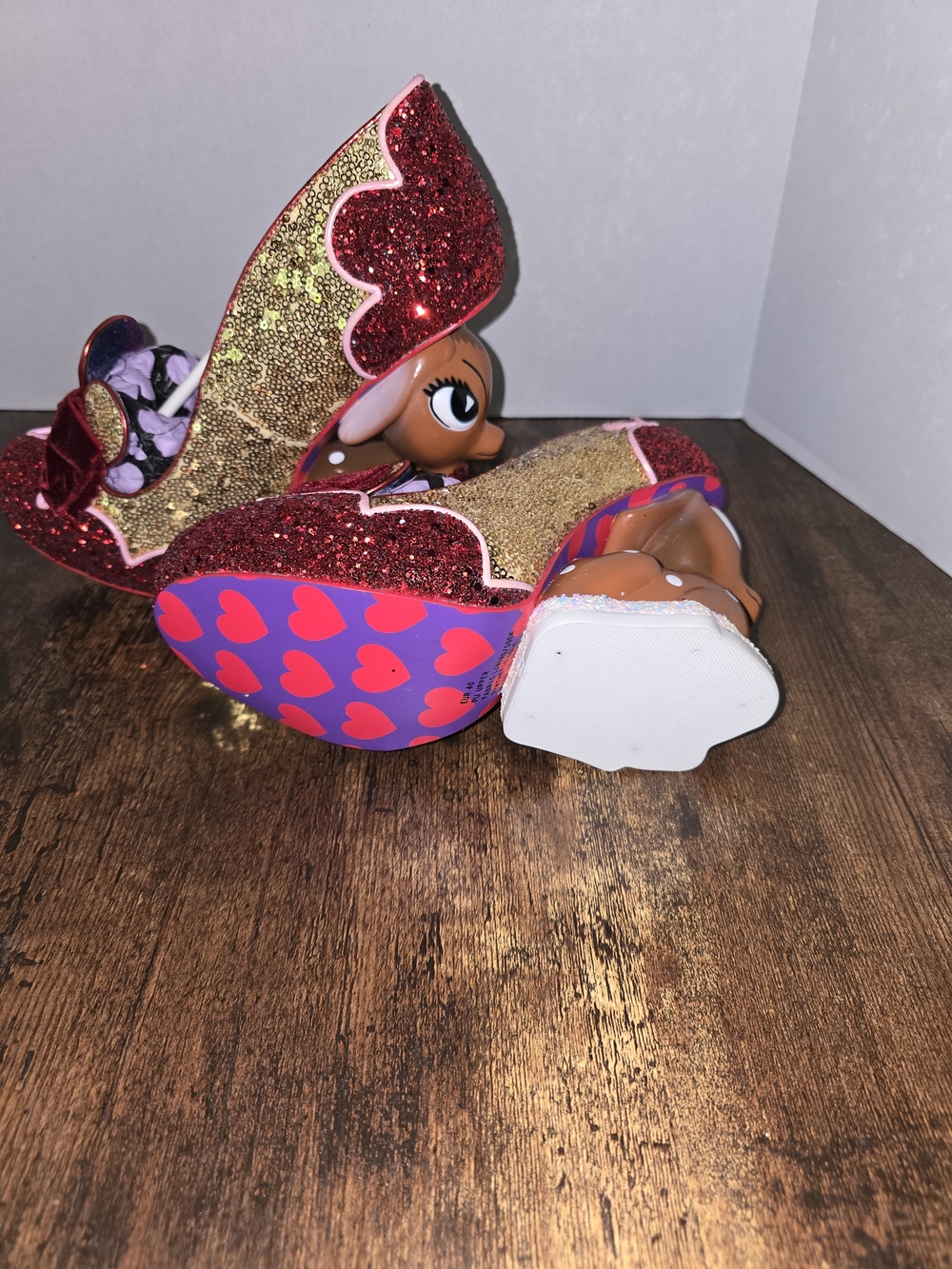 Irregular Choice Baby Deer Glitter Red Bow Heels - Picture 8 of 10